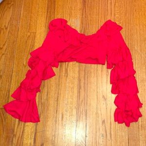 Crop Top Shirt with Ruffles